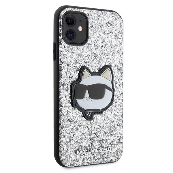 Karl Lagerfeld KLHCN61G2CPS iPhone 11 / Xr 6.1" – sidabrinis/sidabrinis, kietas dėklas, Glitter Choupette Patch - Image 4