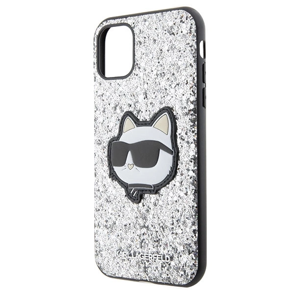 Karl Lagerfeld KLHCN61G2CPS iPhone 11 / Xr 6.1" – sidabrinis/sidabrinis, kietas dėklas, Glitter Choupette Patch - Image 6
