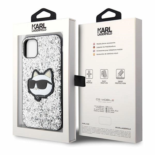 Karl Lagerfeld KLHCN61G2CPS iPhone 11 / Xr 6.1" – sidabrinis/sidabrinis, kietas dėklas, Glitter Choupette Patch - Image 8