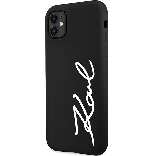 Karl Lagerfeld KLHCN61SKSVGK iPhone 11 / Xr 6.1" – juodas/juodas, kietas dėklas, Silicone Signature - Image 2