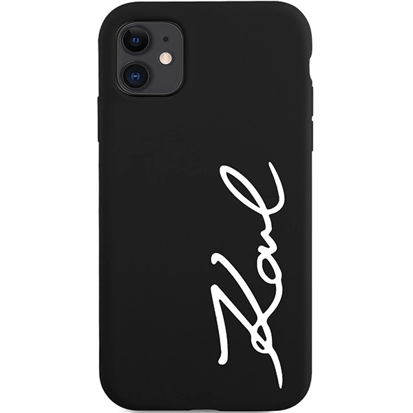 Karl Lagerfeld KLHCN61SKSVGK iPhone 11 / Xr 6.1" – juodas/juodas, kietas dėklas, Silicone Signature - Image 3