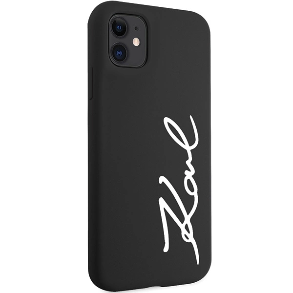 Karl Lagerfeld KLHCN61SKSVGK iPhone 11 / Xr 6.1" – juodas/juodas, kietas dėklas, Silicone Signature - Image 4