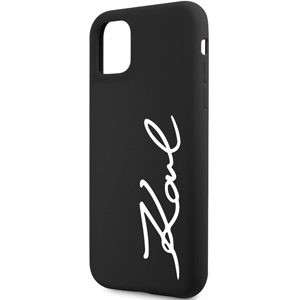 Karl Lagerfeld KLHCN61SKSVGK iPhone 11 / Xr 6.1" – juodas/juodas, kietas dėklas, Silicone Signature - Image 6