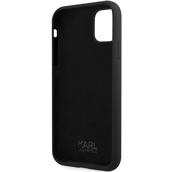 Karl Lagerfeld KLHCN61SKSVGK iPhone 11 / Xr 6.1" – juodas/juodas, kietas dėklas, Silicone Signature - Image 7