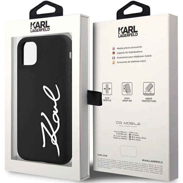 Karl Lagerfeld KLHCN61SKSVGK iPhone 11 / Xr 6.1" – juodas/juodas, kietas dėklas, Silicone Signature - Image 8