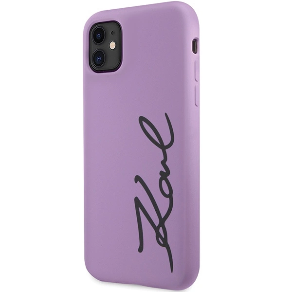 Karl Lagerfeld KLHCN61SKSVGU iPhone 11 / Xr 6.1" – violetinė/violetinė, kietas dėklas, Silicone Signature - Image 2