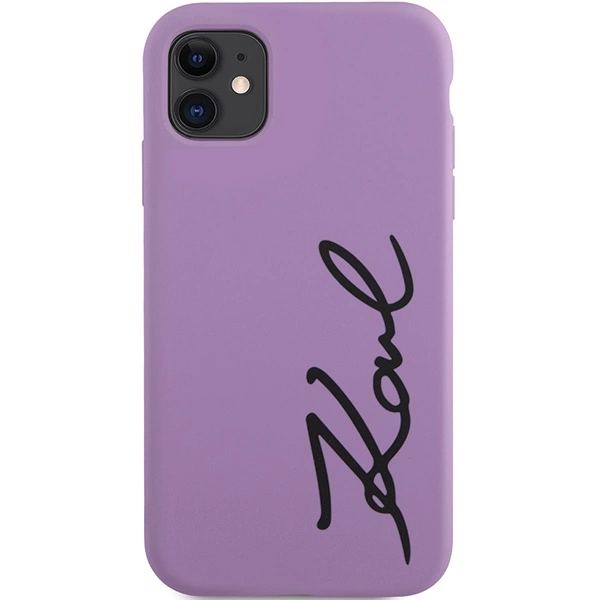 Karl Lagerfeld KLHCN61SKSVGU iPhone 11 / Xr 6.1" – violetinė/violetinė, kietas dėklas, Silicone Signature - Image 3