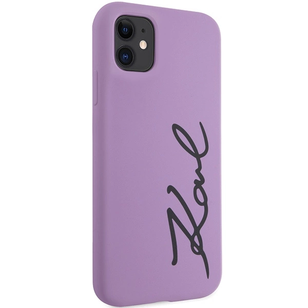 Karl Lagerfeld KLHCN61SKSVGU iPhone 11 / Xr 6.1" – violetinė/violetinė, kietas dėklas, Silicone Signature - Image 4