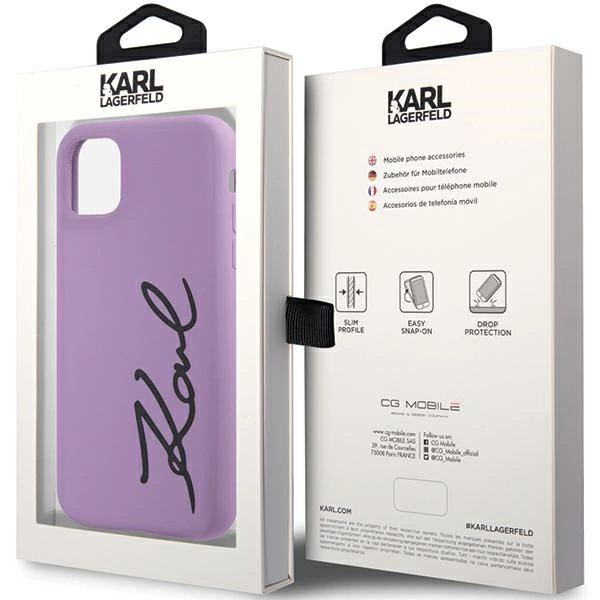 Karl Lagerfeld KLHCN61SKSVGU iPhone 11 / Xr 6.1" – violetinė/violetinė, kietas dėklas, Silicone Signature - Image 8