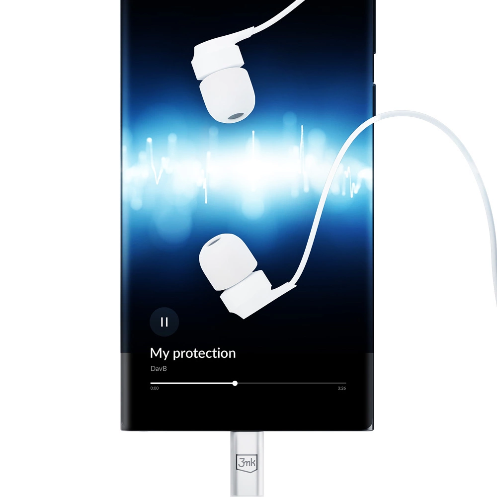 USB-C 3mk laidinės ausinės – baltos - Image 2
