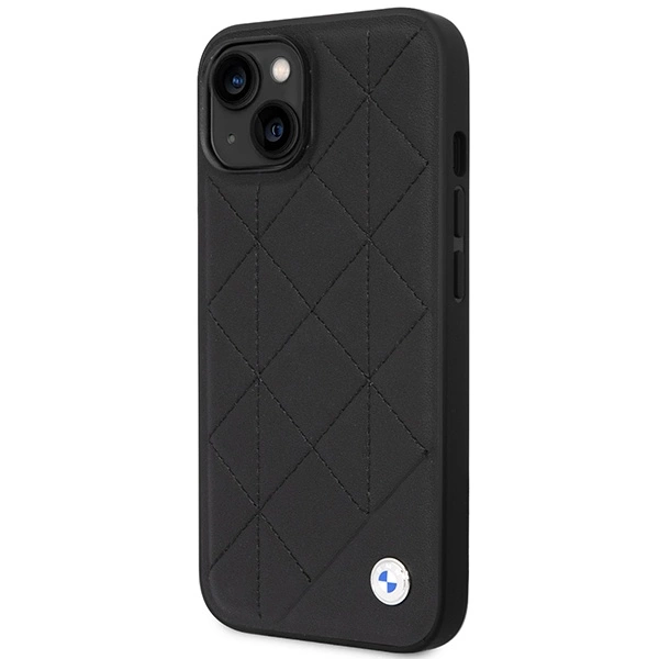BMW dėklas BMHCP14S22RQDK iPhone 14 6.1" – juodas/juodas, odinis, Quilted - Image 2