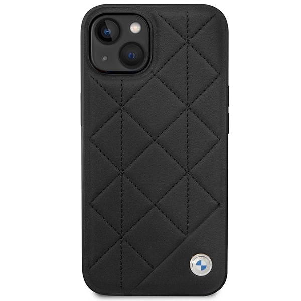 BMW dėklas BMHCP14S22RQDK iPhone 14 6.1" – juodas/juodas, odinis, Quilted - Image 3