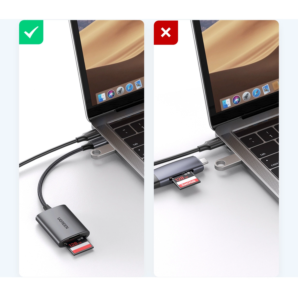 Ugreen CM401 USB C 5Gb/s SD/TF kortelių skaitytuvas – pilkas - Image 2