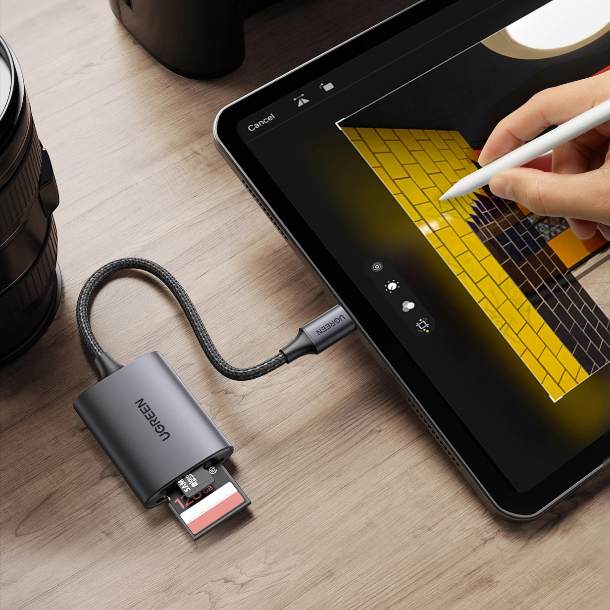 Ugreen CM401 USB C 5Gb/s SD/TF kortelių skaitytuvas – pilkas - Image 4