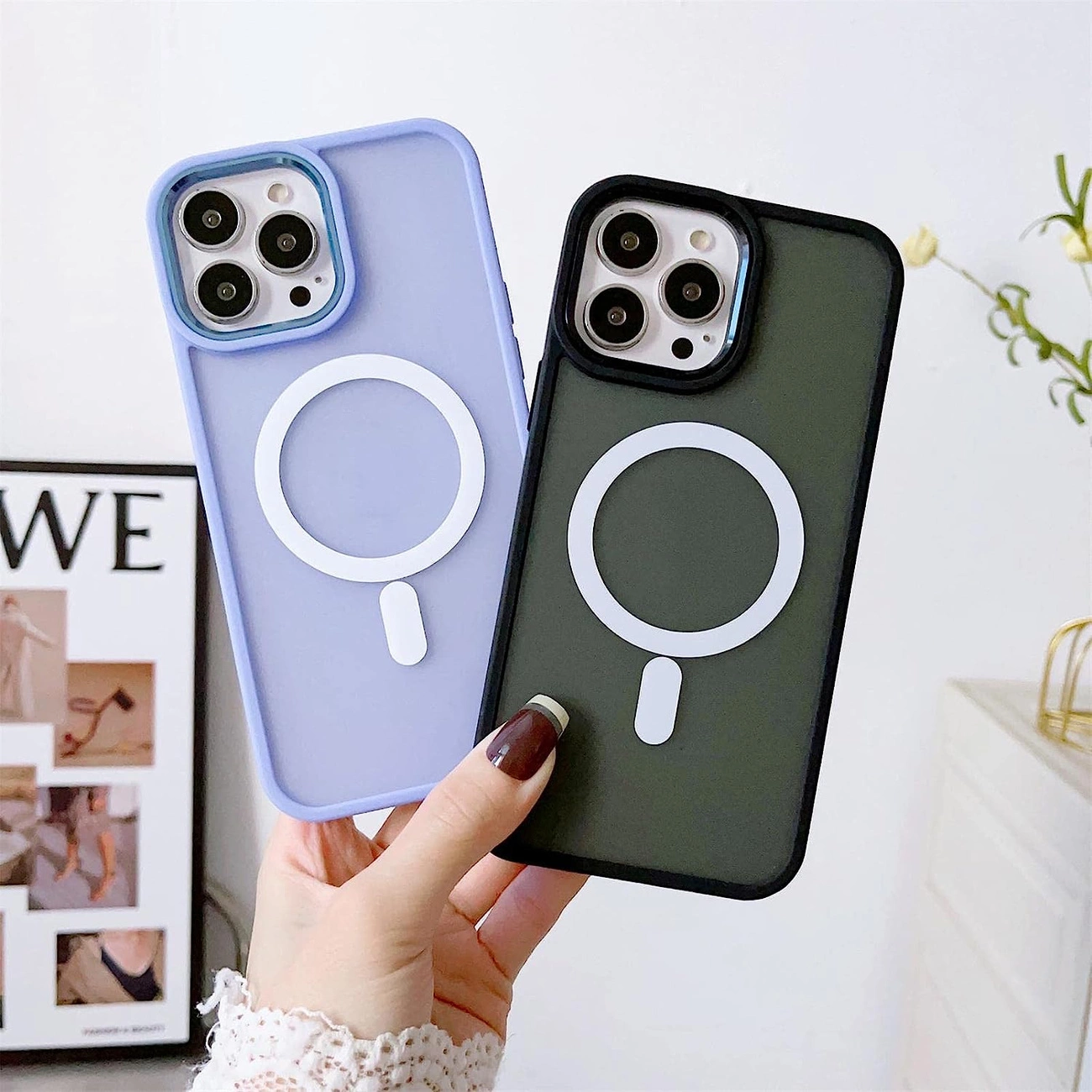 Magnetinis Color Matte dėklas iPhone 15 Pro Max – juodas - Image 7