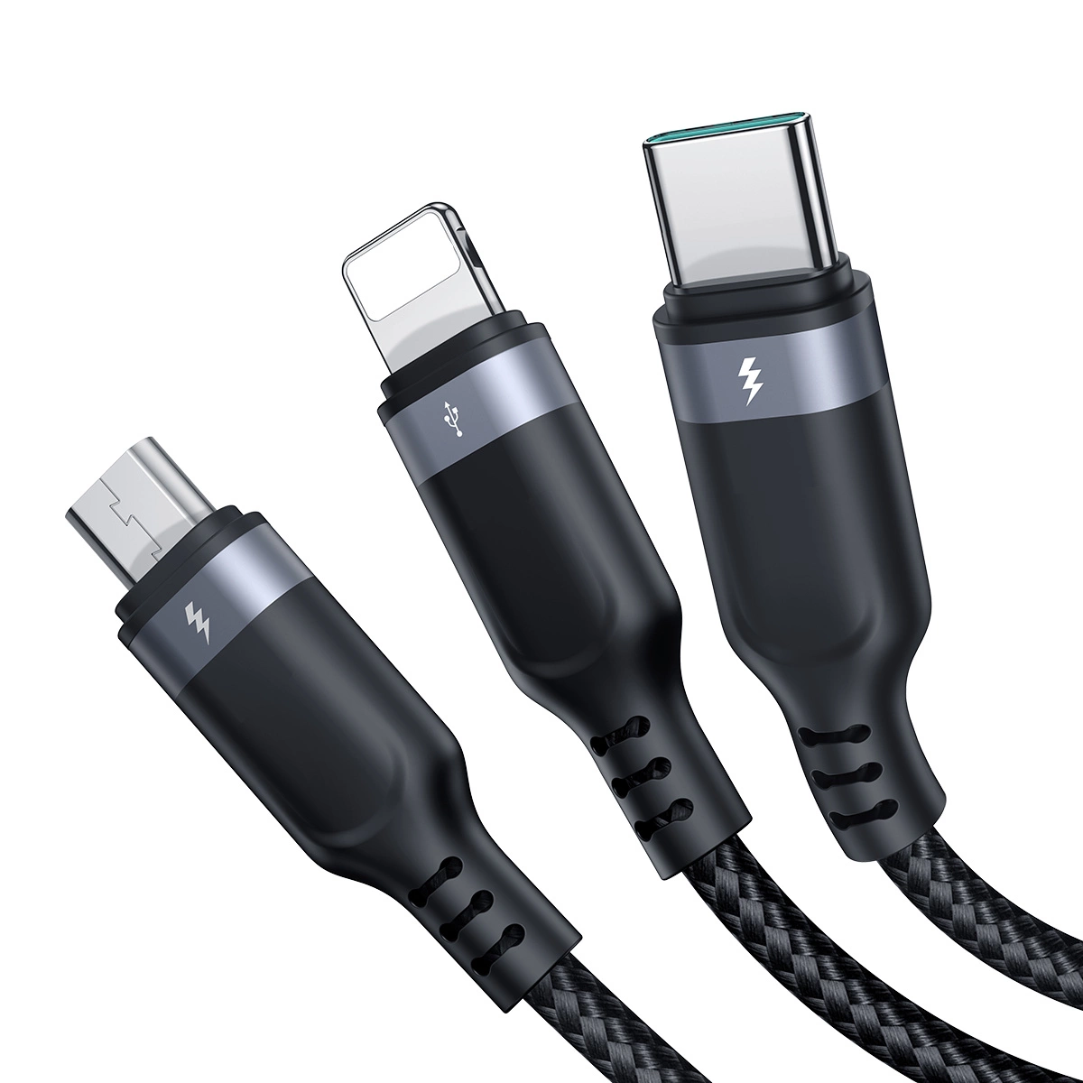 Joyroom Multi-Use Series S-A18 3in1 USB-A – Lightning / USB-C / micro USB kabelis 0,3 m – juodas - Image 3