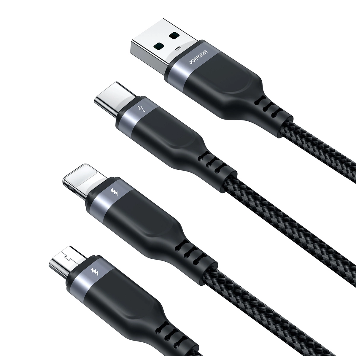Joyroom Multi-Use Series S-A18 3in1 USB-A – Lightning / USB-C / micro USB kabelis 0,3 m – juodas - Image 4