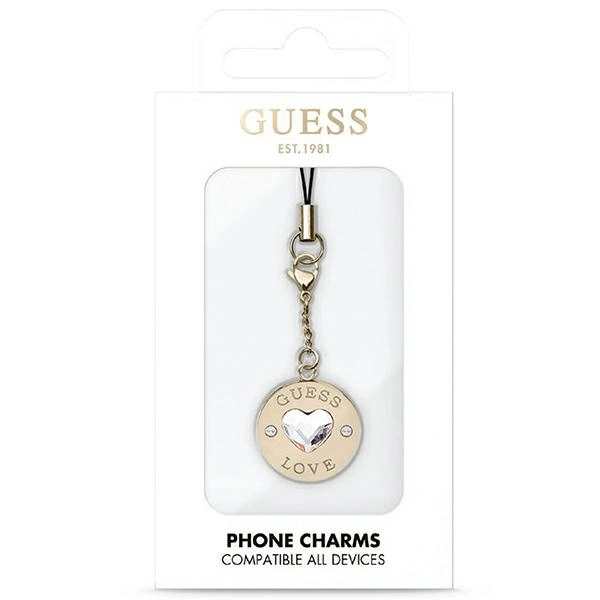 Guess dėklas GUCPMHGLD Phone Strap Heart Diamond Charm su kalnų krištolais - Image 2