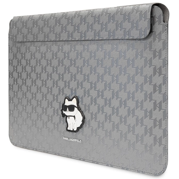 Karl Lagerfeld Saffiano Monogram Choupette dėklas 14" nešiojamajam kompiuteriui – sidabrinis - Image 2