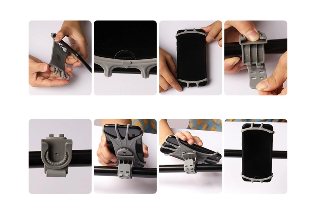 Pasukamas silikoninis dviračio laikiklis su keičiamu laikiklio galu – juodas - Image 6