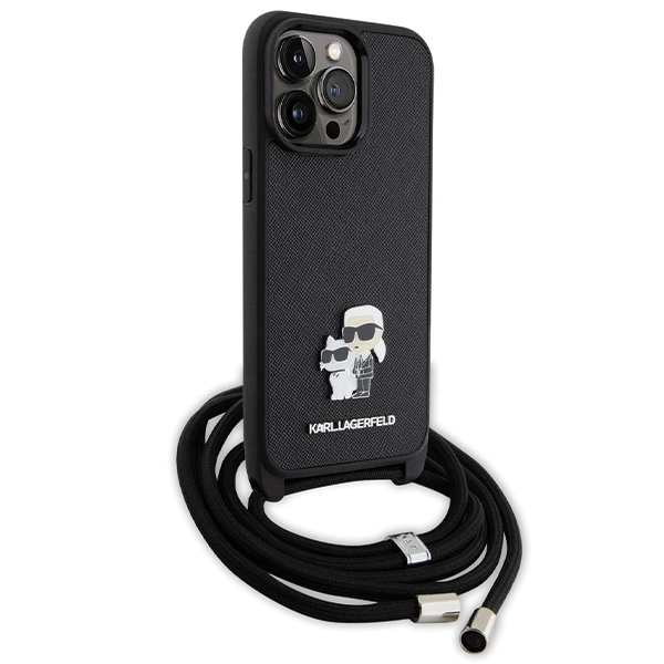 Karl Lagerfeld KLHCP14XSAKCPSK dėklas iPhone 14 Pro Max 6.7" hardcase – juodas Crossbody Saffiano Metal Pin Karl&Choupette - Image 3