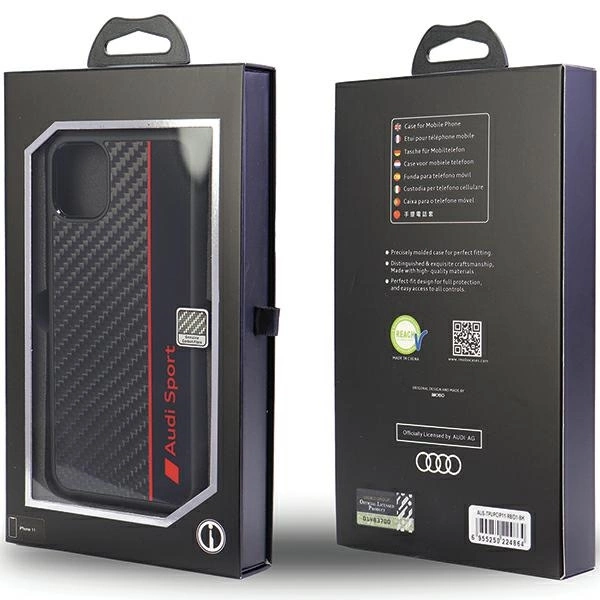 Audi Carbon Fiber Stripe iPhone 11 / Xr 6.1" juodas/juodas hardcase AUS-TPUPCIP11-R8/D1-BK - Image 5
