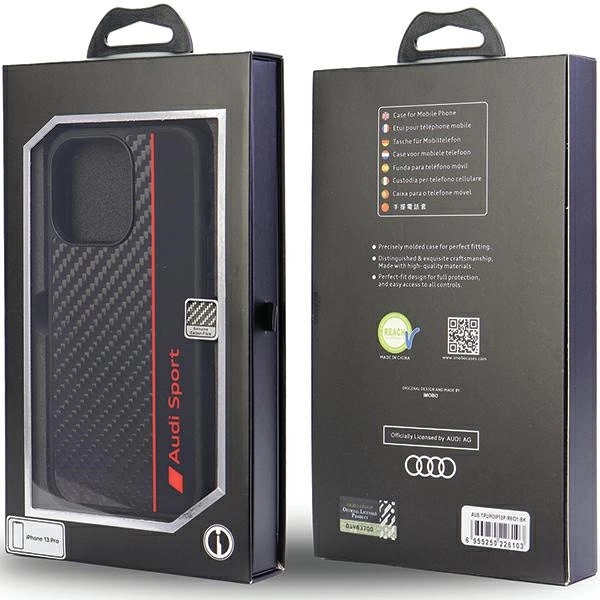 Audi Carbon Fiber Stripe iPhone 13 Pro / 13 6.1" juodas/juodas hardcase AUS-TPUPCIP13P-R8/D1-BK - Image 5