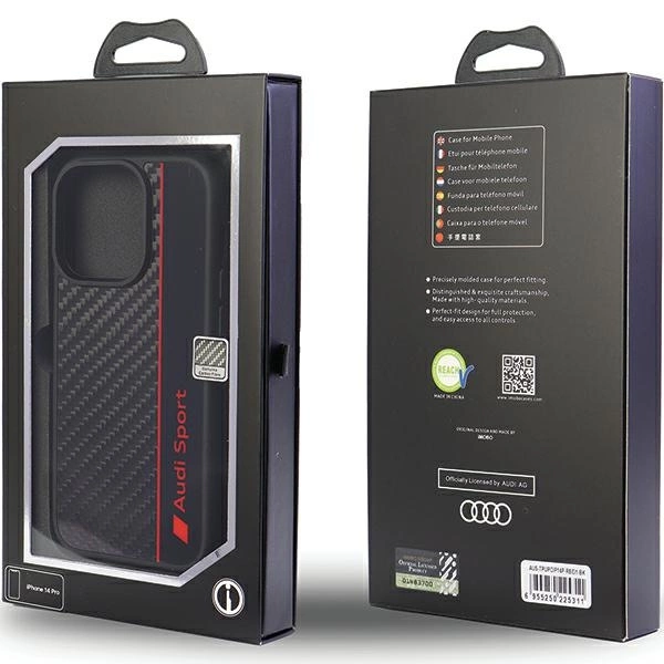 Audi Carbon Fiber Stripe iPhone 13 Pro Max 6.7" juodas/juodas hardcase AUS-TPUPCIP13PM-R8/D1-BK - Image 5