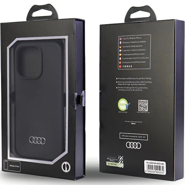 Audi Silicone Case iPhone 14 Pro 6.1" juodas/juodas hardcase AU-LSRIP14P-Q3/D1-BK - Image 6
