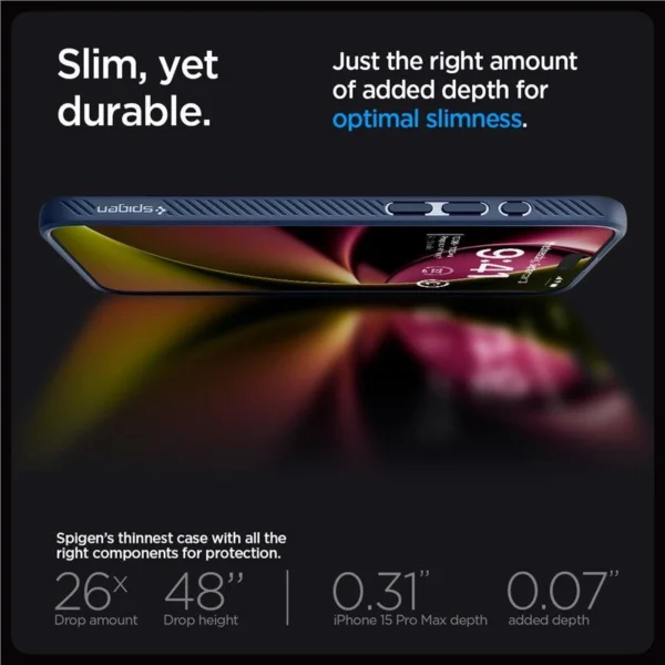 Spigen Liquid Air dėklas iPhone 15 Pro Max – mėlynas - Image 9