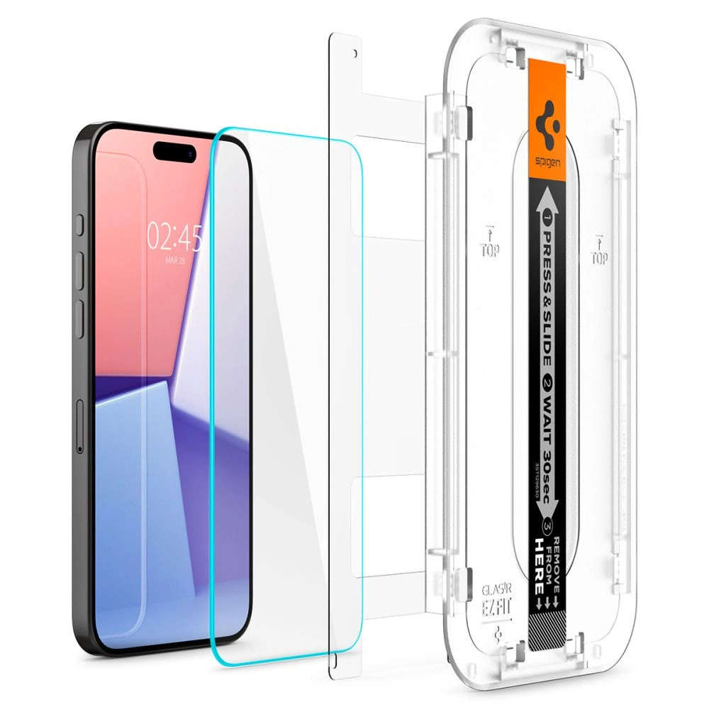 Spigen Glas.tR EZ Fit grūdintas stiklas iPhone 15 Pro – 2 vnt. - Image 2