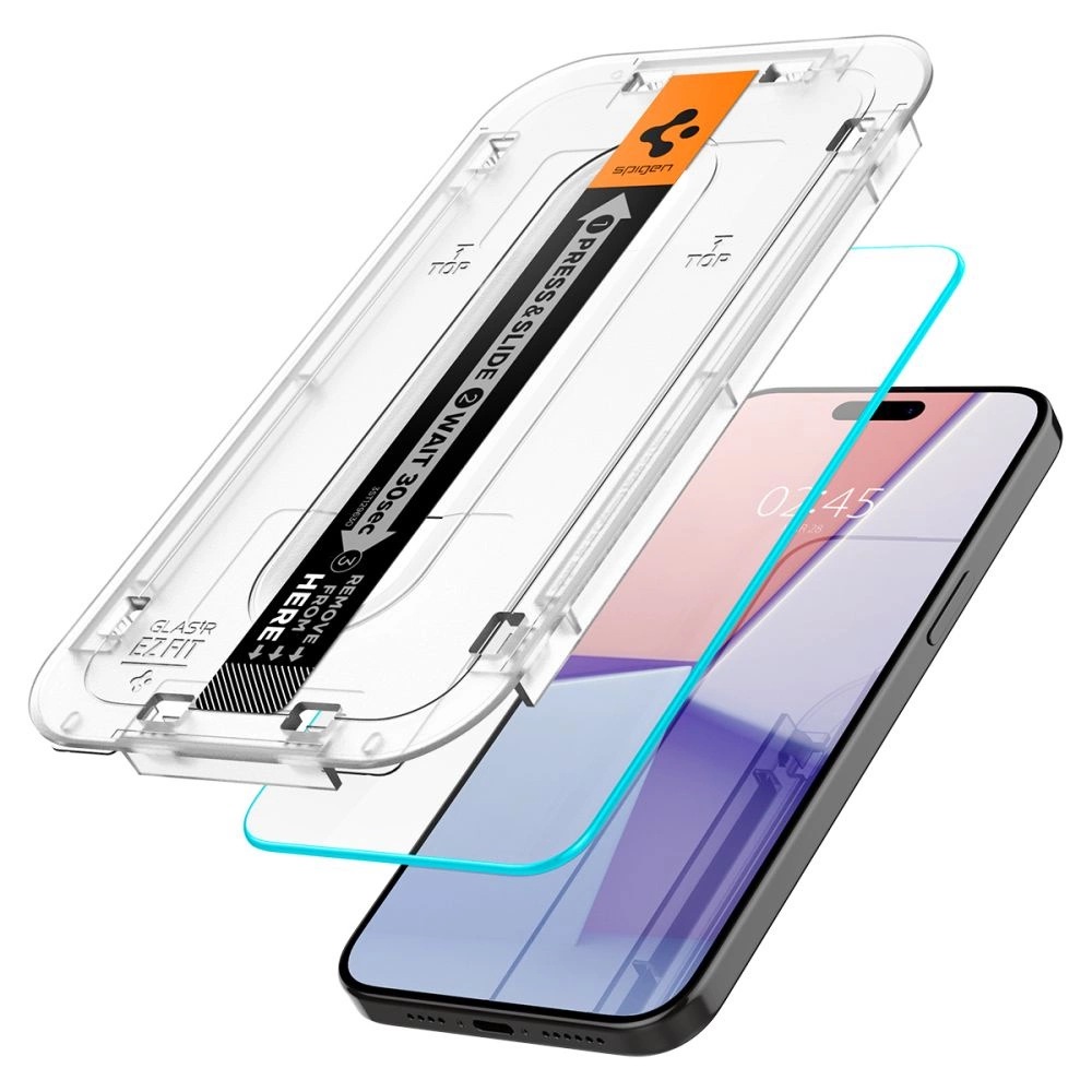 Spigen Glas.tR EZ Fit grūdintas stiklas iPhone 15 Pro – 2 vnt. - Image 3