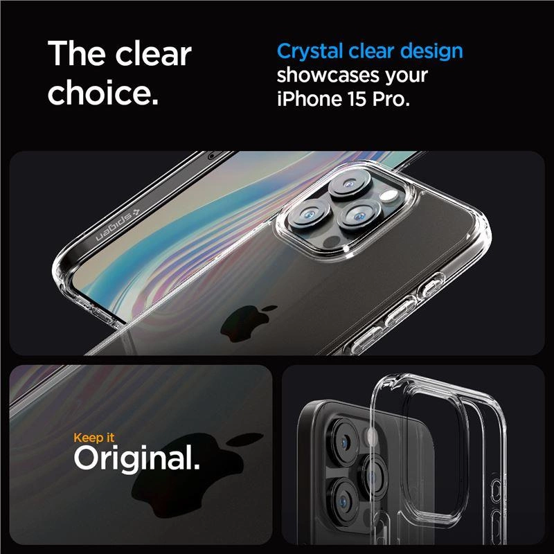 Spigen Crystal Hybrid iPhone 15 Pro dėklas – skaidrus - Image 2