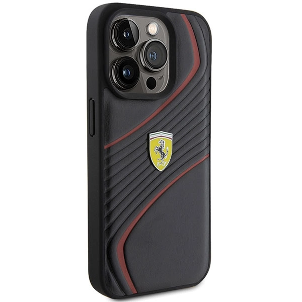 Ferrari Twist Metal Logo dėklas iPhone 15 Pro – juodas - Image 4