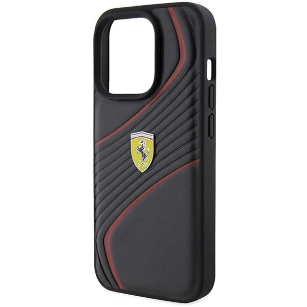 Ferrari Twist Metal Logo dėklas iPhone 15 Pro – juodas - Image 6