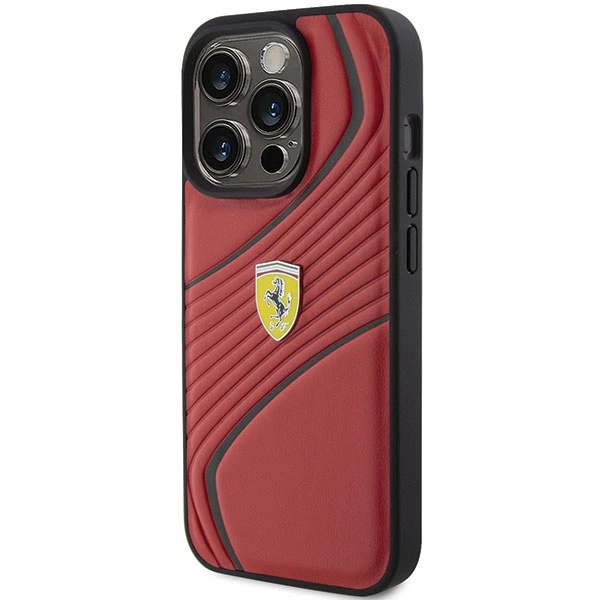 Ferrari Twist Metal Logo dėklas iPhone 15 Pro – raudonas - Image 2