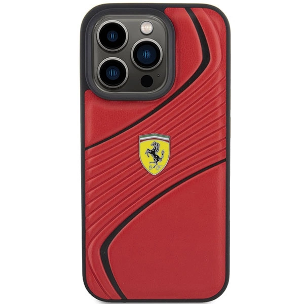 Ferrari Twist Metal Logo dėklas iPhone 15 Pro – raudonas - Image 3