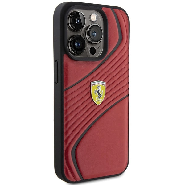 Ferrari Twist Metal Logo dėklas iPhone 15 Pro – raudonas - Image 4