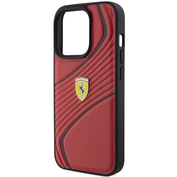 Ferrari Twist Metal Logo dėklas iPhone 15 Pro – raudonas - Image 6