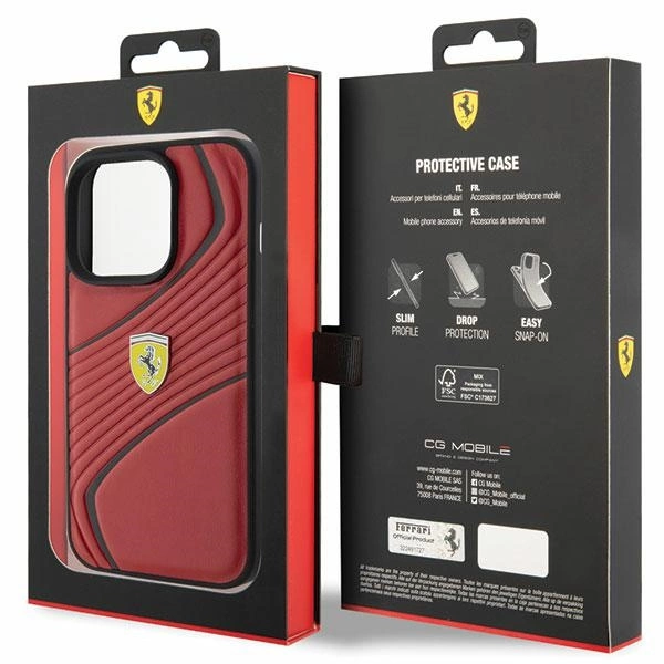 Ferrari Twist Metal Logo dėklas iPhone 15 Pro – raudonas - Image 8