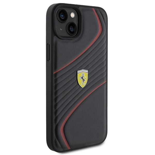 Ferrari Twist Metal Logo dėklas iPhone 15 Plus – juodas - Image 4