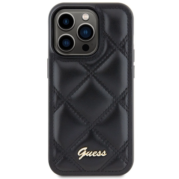 Guess Quilted Metal Logo dėklas iPhone 15 Pro – juodas - Image 3