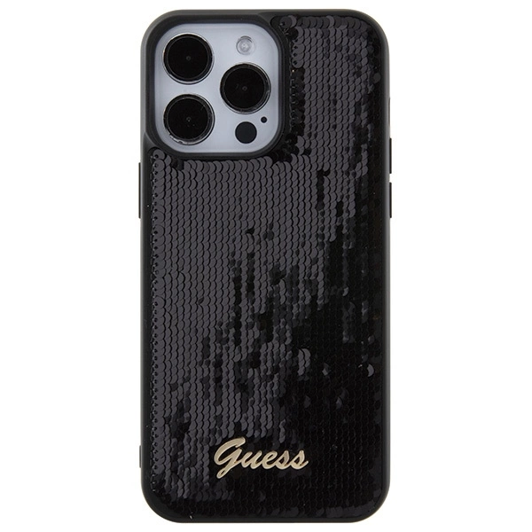 Guess Sequin Script Metal dėklas iPhone 15 Pro Max – juodas - Image 3