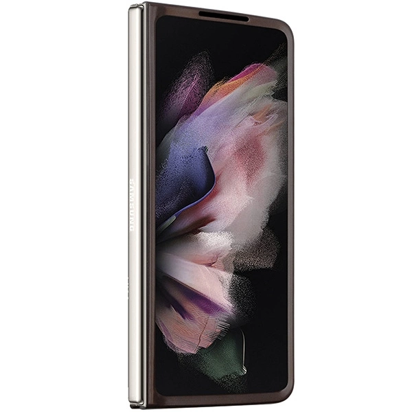 Guess Leather 4G Triangle su kristalais dėklas Samsung Galaxy Z Fold 5 – rudas - Image 3