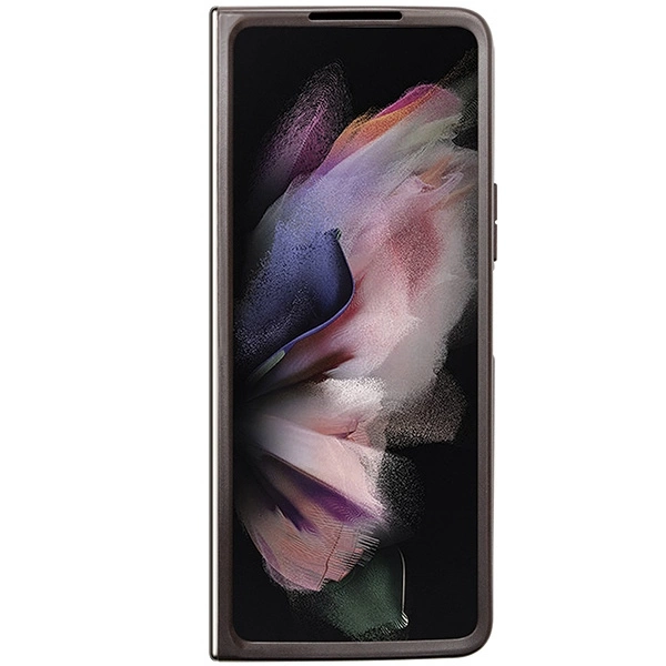 Guess Leather 4G Triangle su kristalais dėklas Samsung Galaxy Z Fold 5 – rudas - Image 4