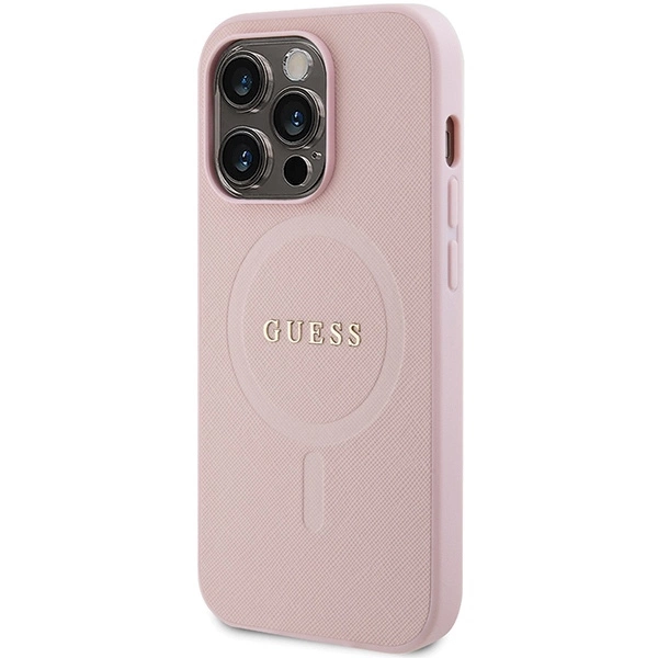 Guess GUHMP14LPSAHMCP dėklas iPhone 14 Pro – rožinis Saffiano MagSafe - Image 2