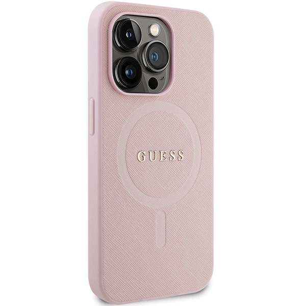 Guess GUHMP14LPSAHMCP dėklas iPhone 14 Pro – rožinis Saffiano MagSafe - Image 4