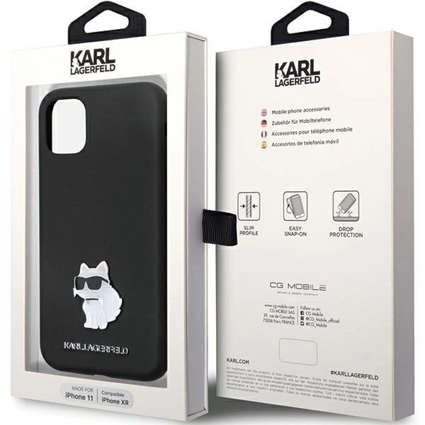 Karl Lagerfeld KLHCN61SMHCNPK dėklas iPhone 11 / Xr – juodas silikono C Metal Pin - Image 8