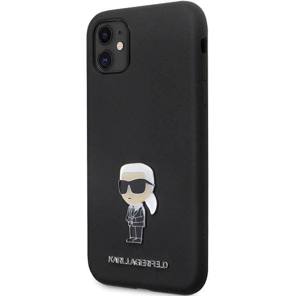 Karl Lagerfeld KLHCN61SMHKNPK dėklas iPhone 11 / Xr – juodas silikono Ikonik Metal Pin - Image 2