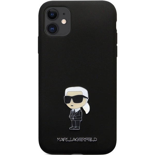 Karl Lagerfeld KLHCN61SMHKNPK dėklas iPhone 11 / Xr – juodas silikono Ikonik Metal Pin - Image 3